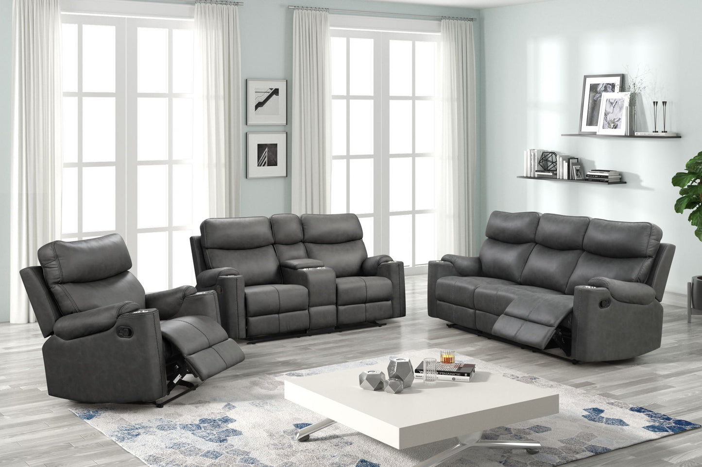 3 pieces living room set - sofa, loveseat, and recliner