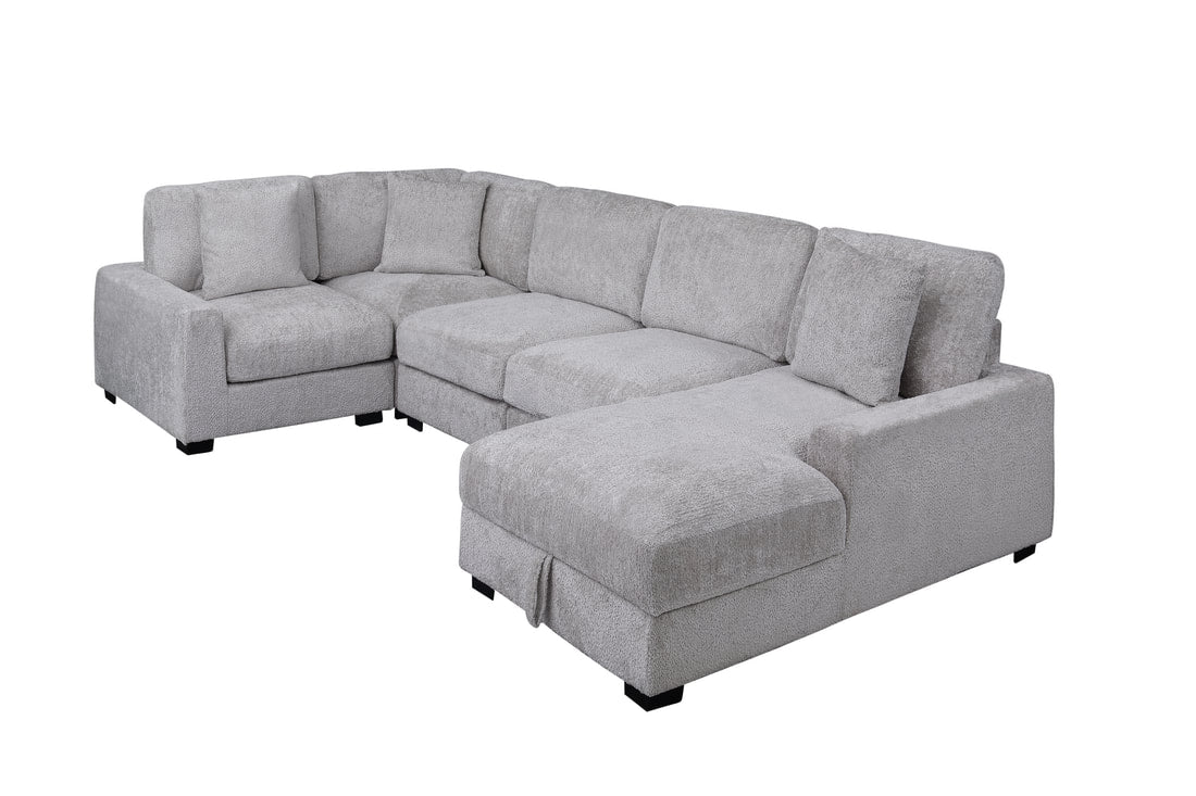 Gray Comfort Curve Sectional with Storage Chaise