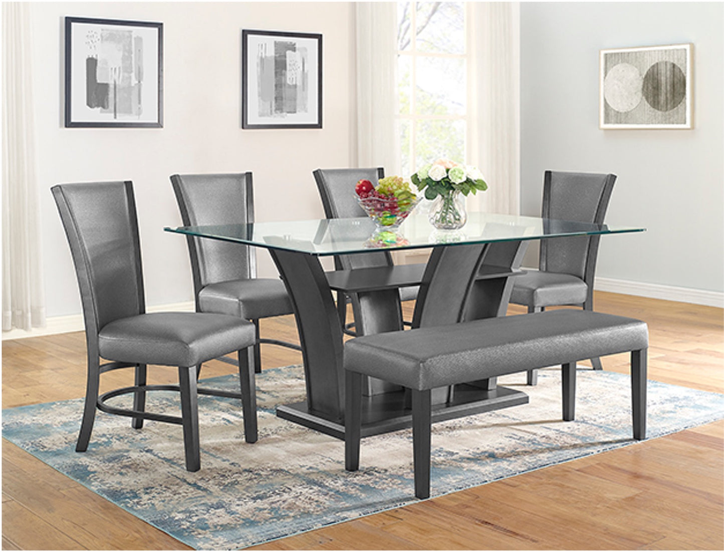 5pc Glass top Dining group