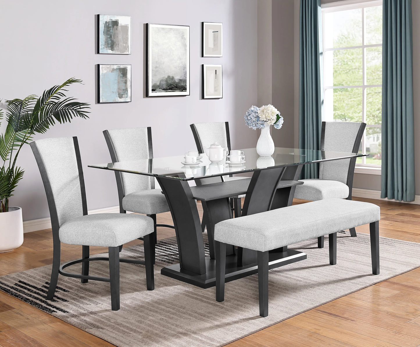 Glass Top rectangluar Dining Set