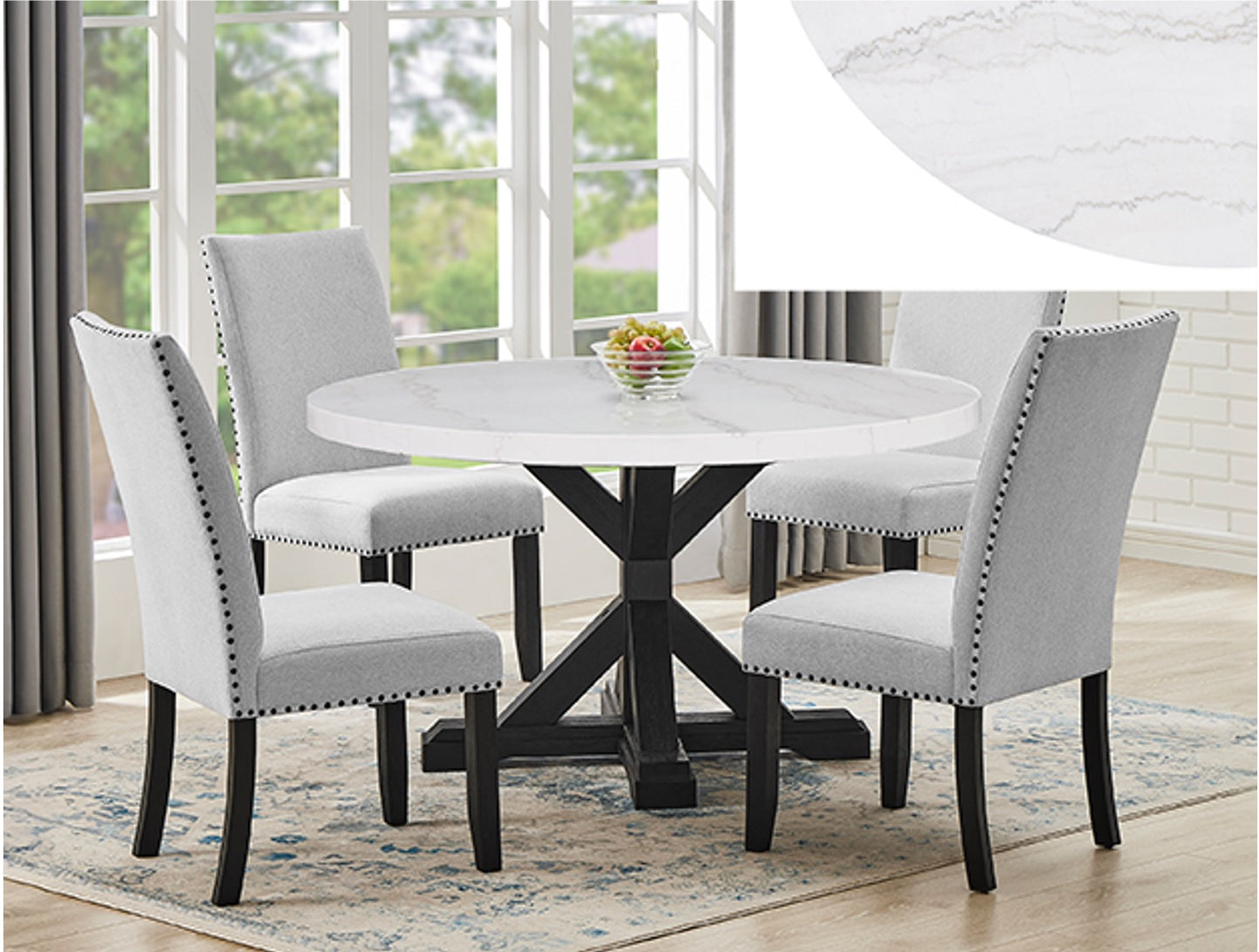 5 pcs ROUND MARBLE DINING GROUP