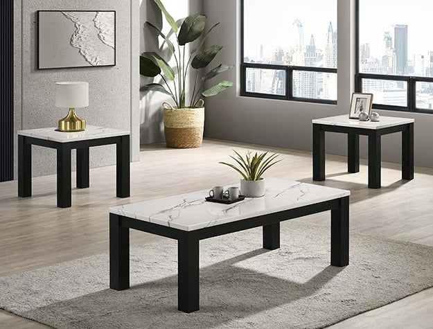 IVY 3PC SET FAUX MARBLE BROWN