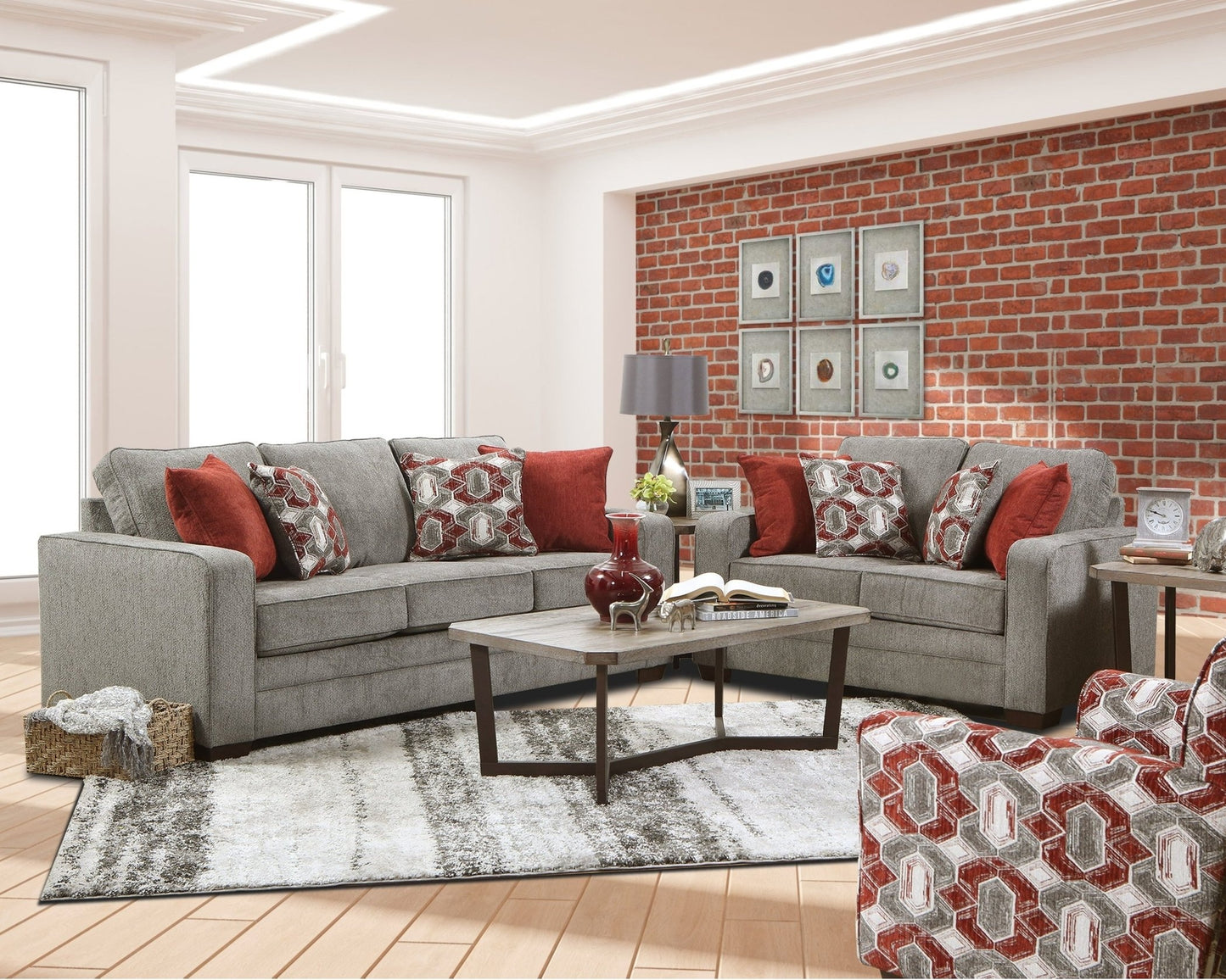 PFC Barringer Charcoal sofa and love