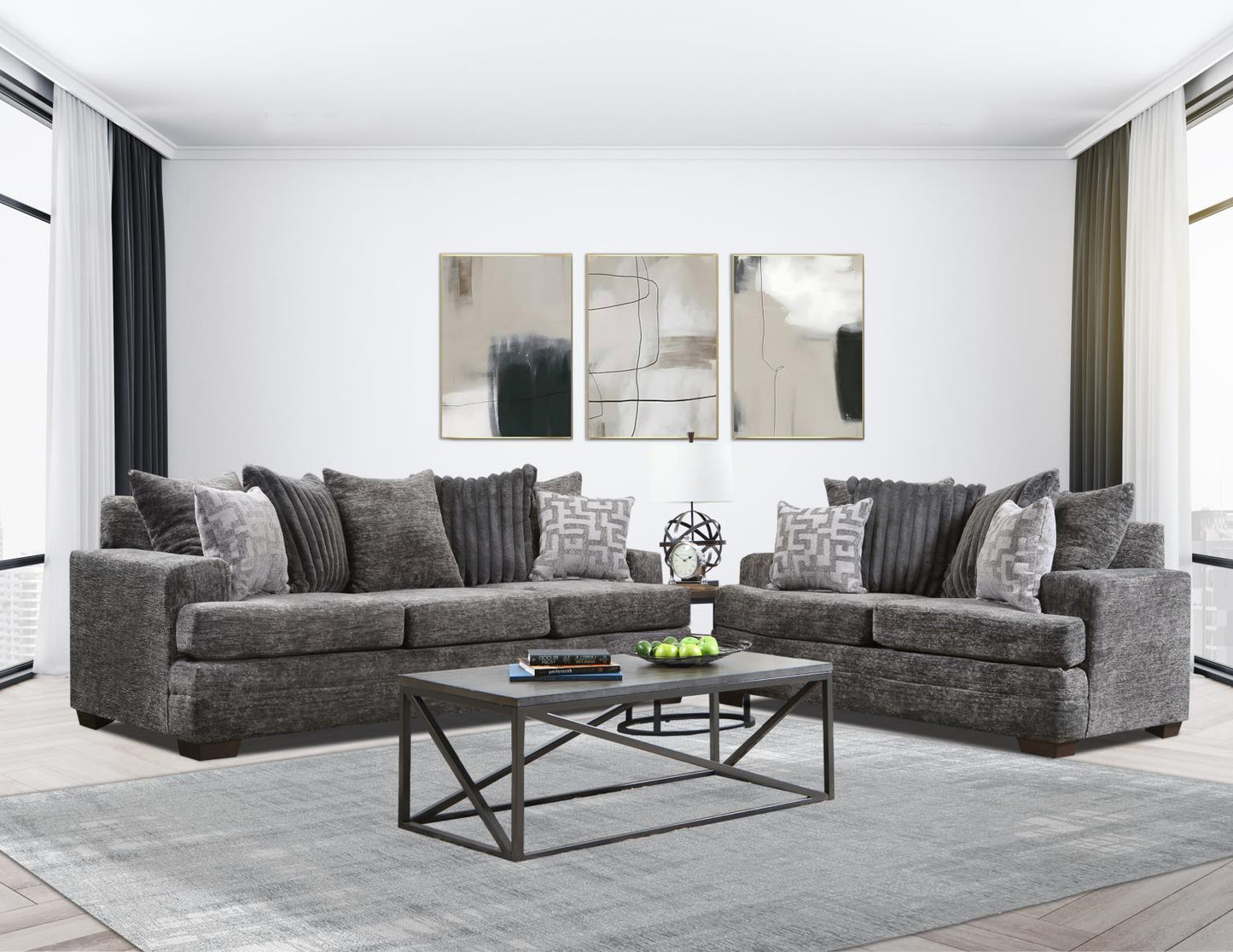 dark grey, 2 peice sofa living room -s8