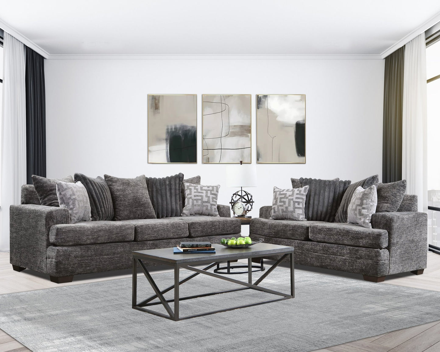 Galactic Charcoal sofa and love