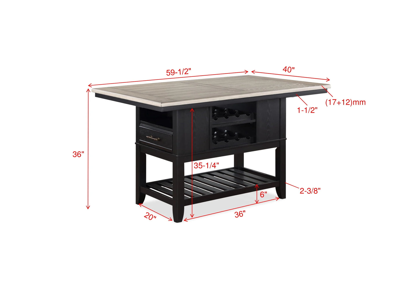 5 pcs Black/Gray Counter Height Dining Set