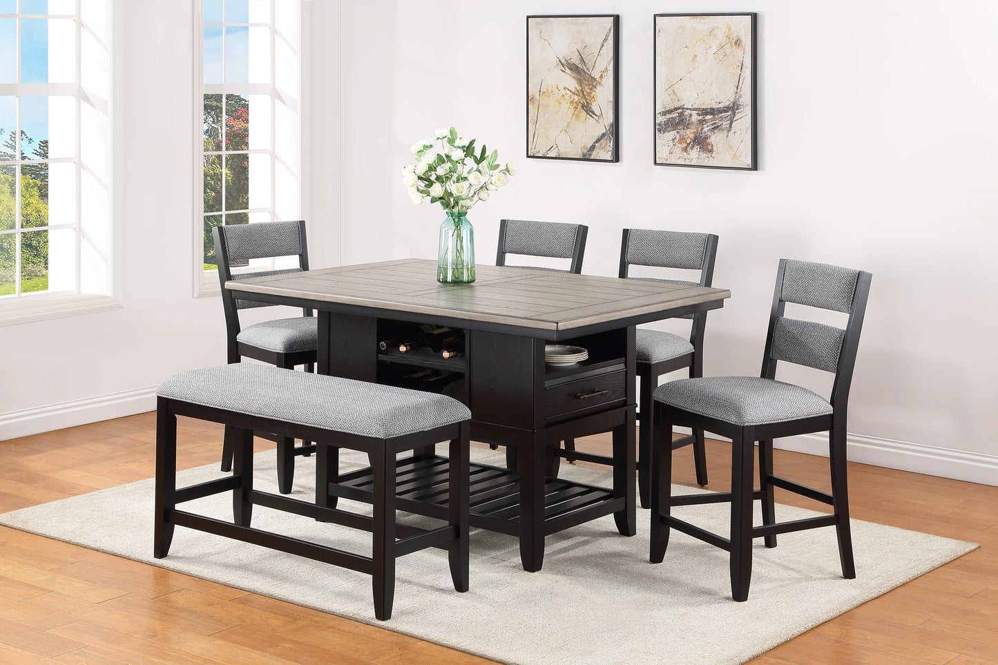 5 pcs Black/Gray Counter Height Dining Set
