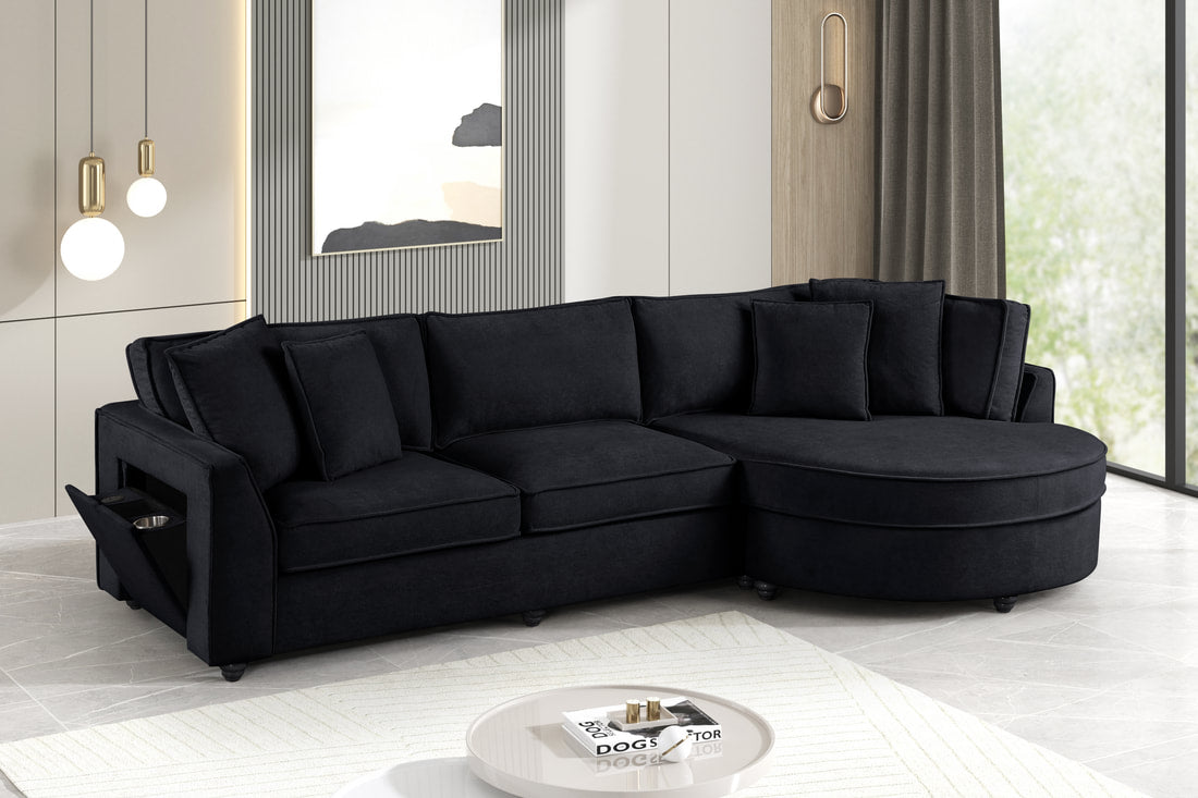 Onyx Shield Performance Sectional with Smart Console & Charging