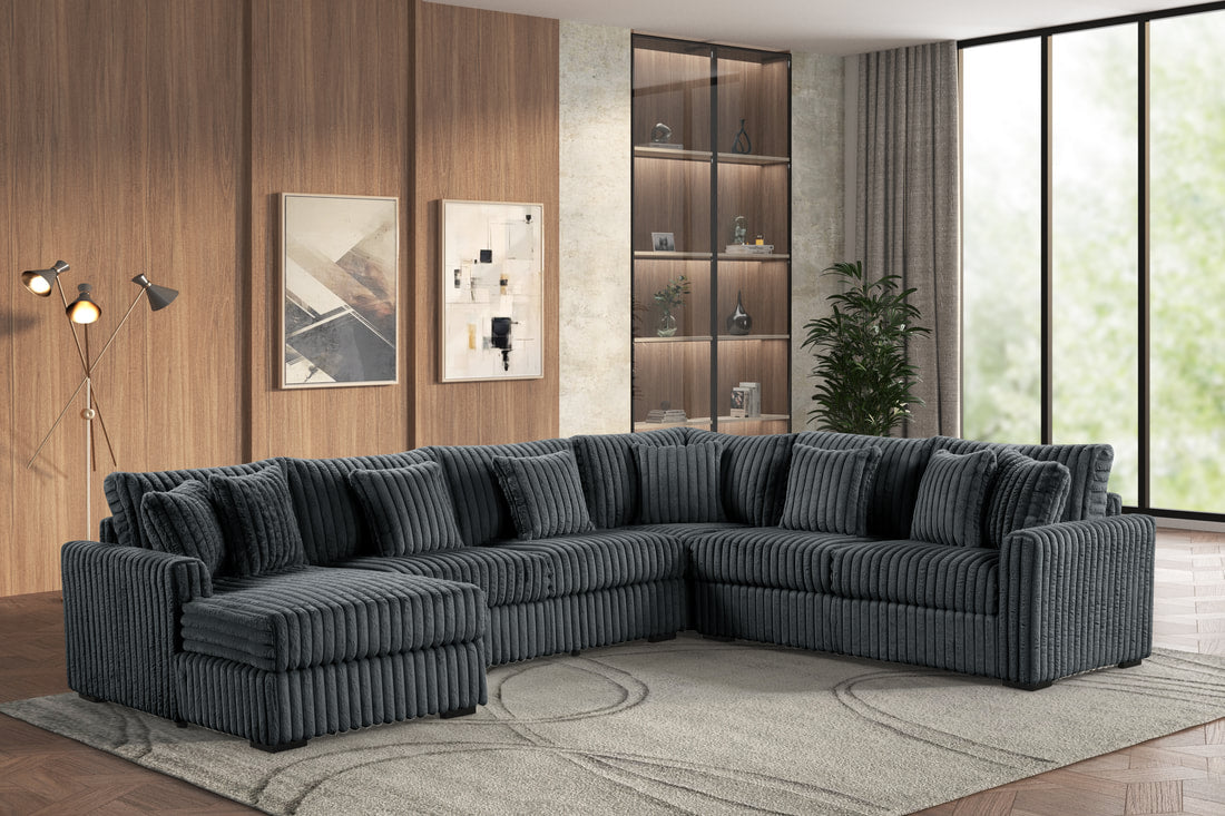 Charcoal Haven Oversized Corduroy Sectional