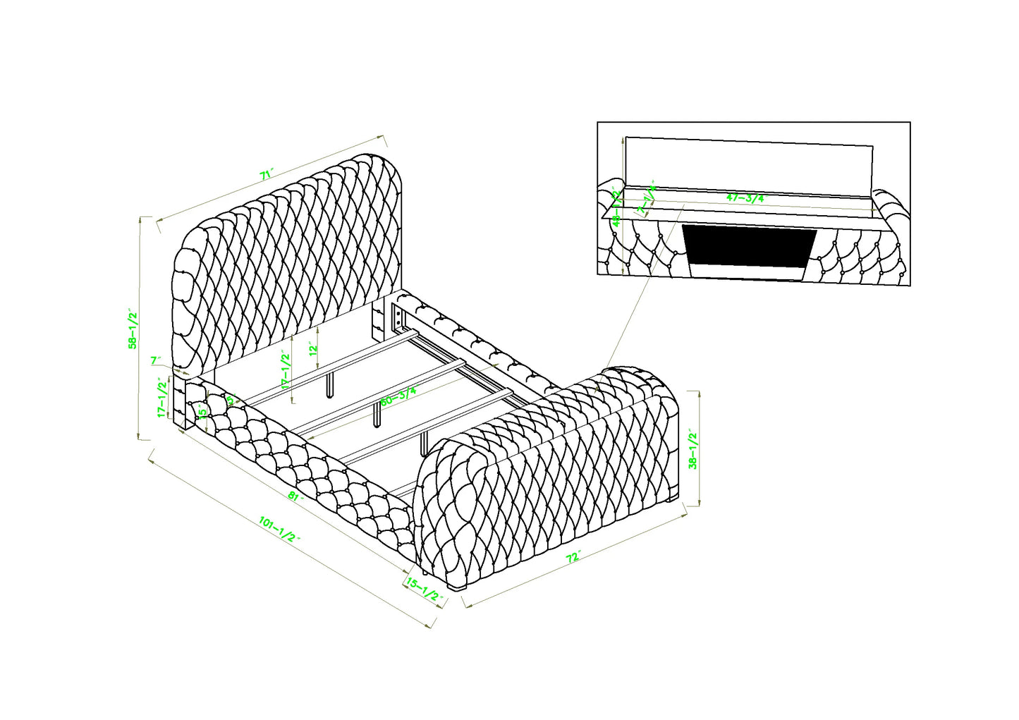 B5 Black Bed W/FIREPLACE,TV LIFT