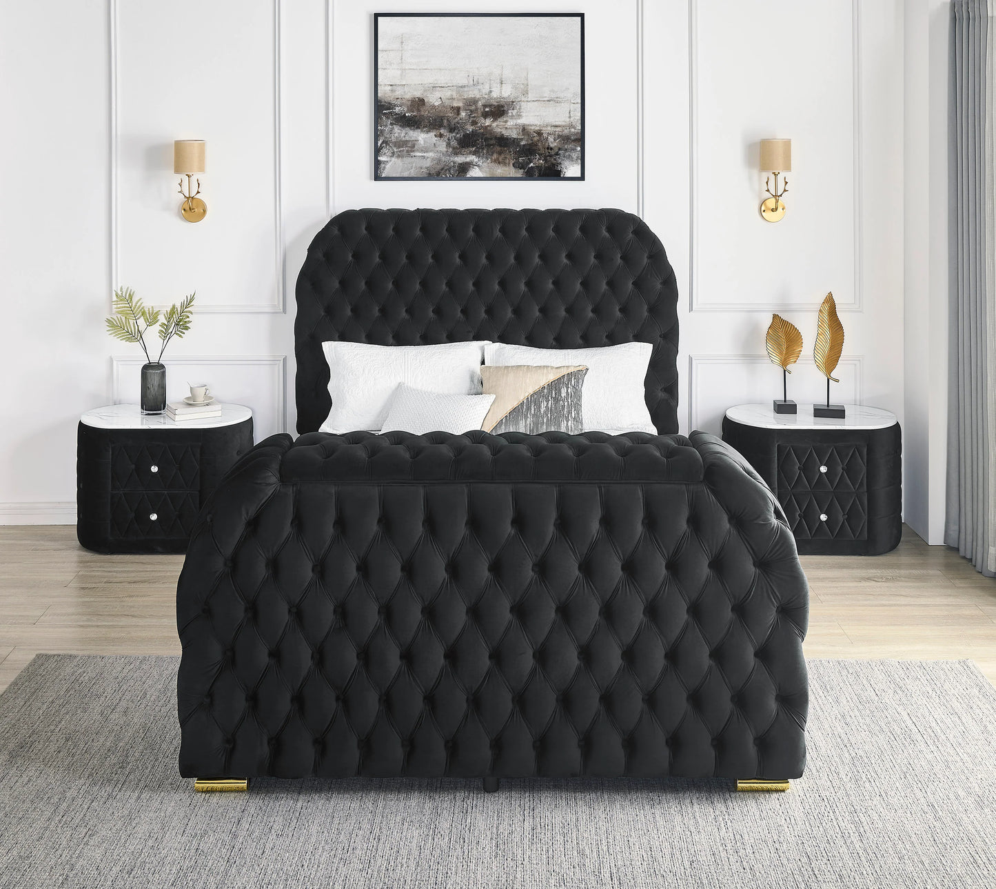 B5 Black Bed W/FIREPLACE,TV LIFT