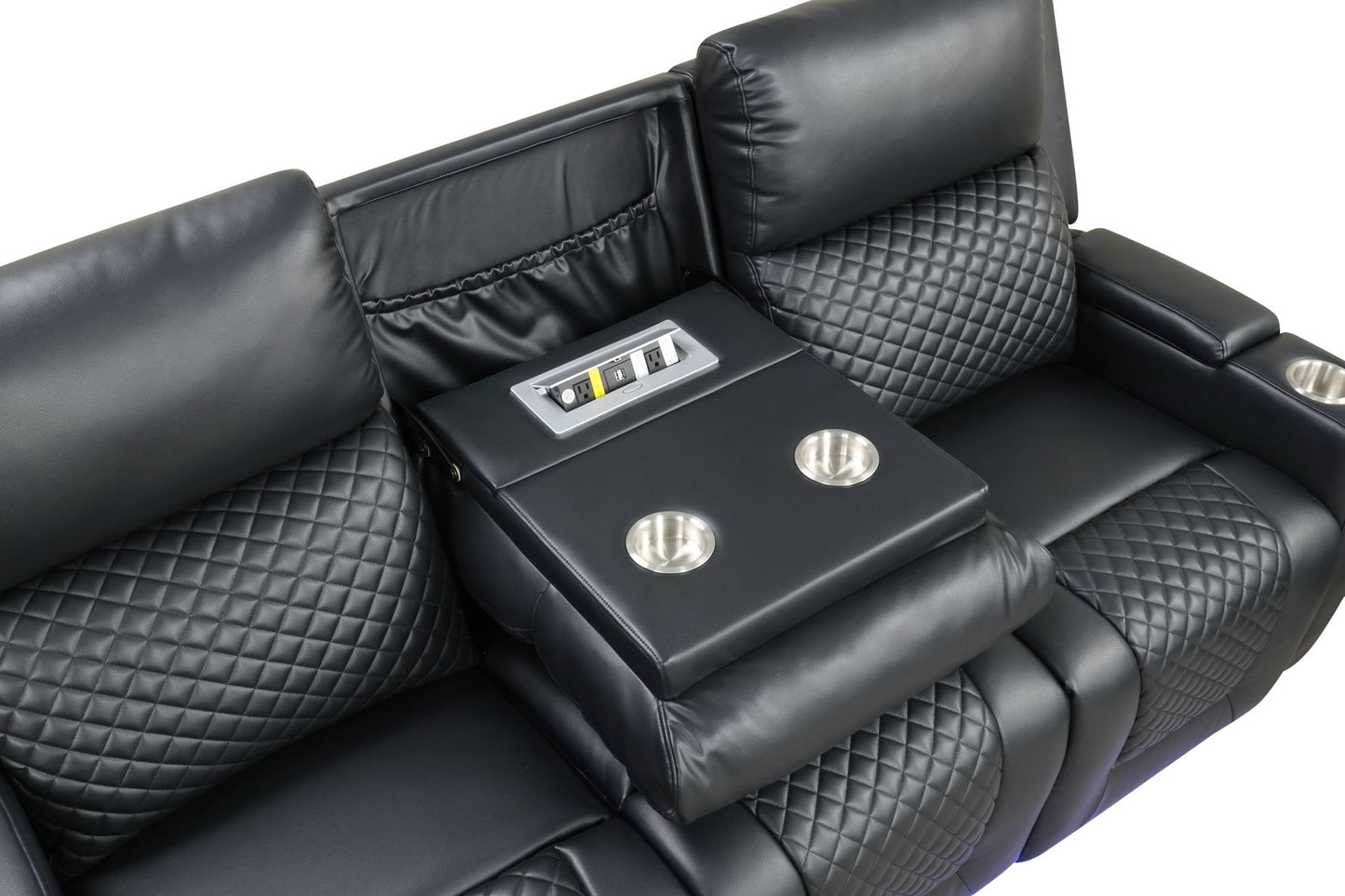 3 peiece leather sofa LED/Bluooth speaker charging ports