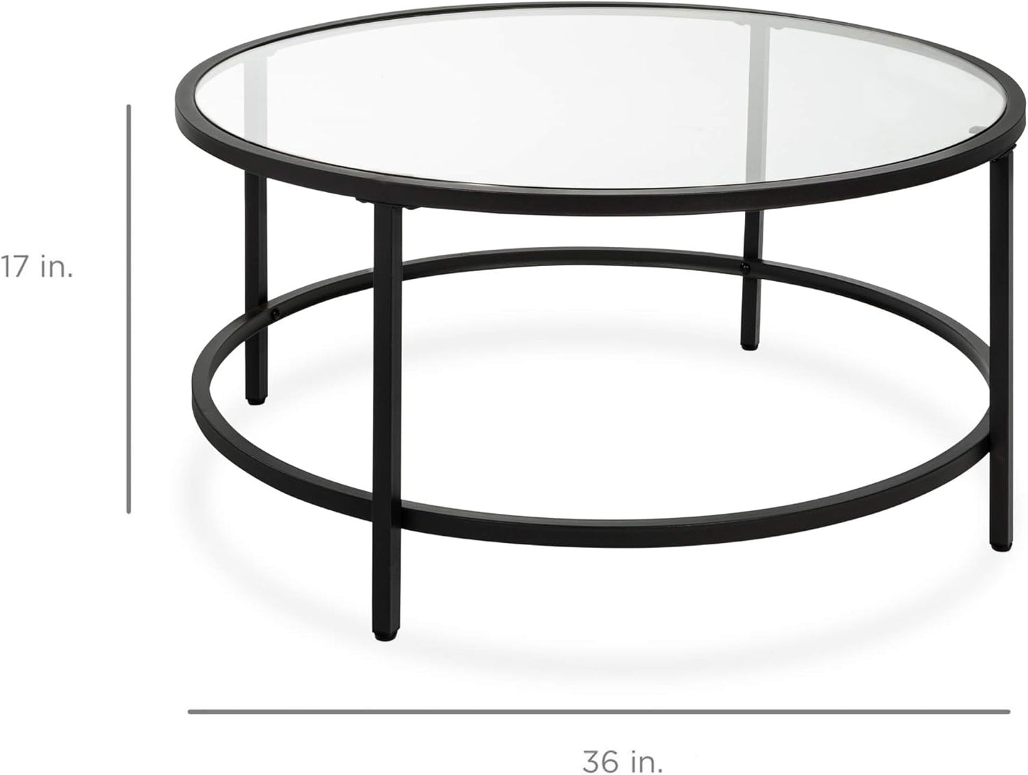 Modern Round Tempered Glass Accent Side Coffee Table