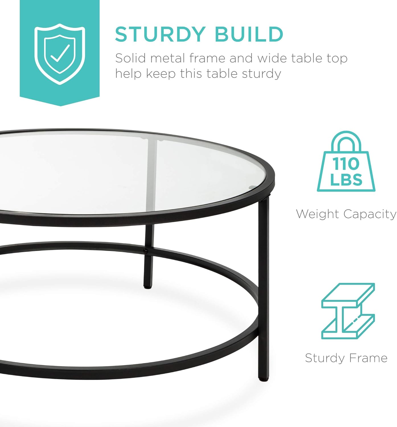 Modern Round Tempered Glass Accent Side Coffee Table