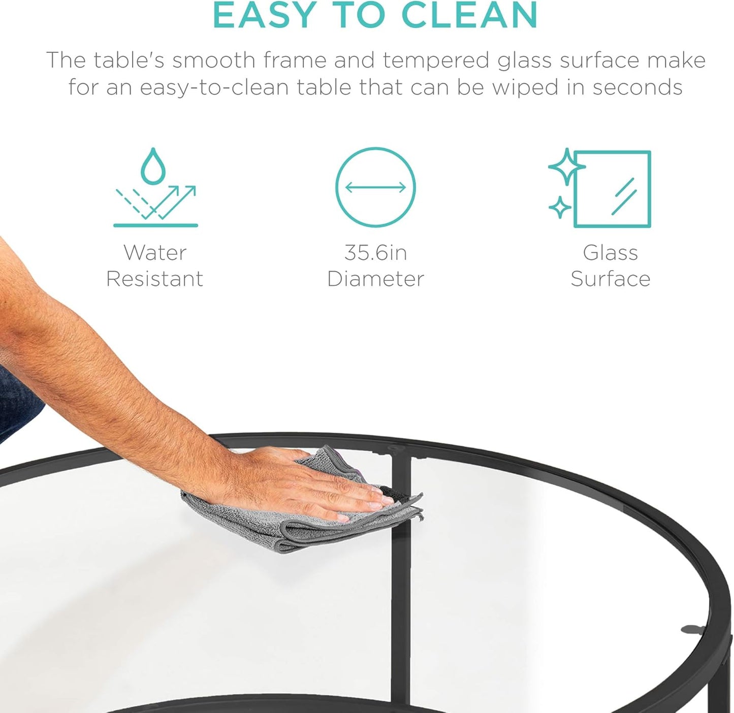 Modern Round Tempered Glass Accent Side Coffee Table