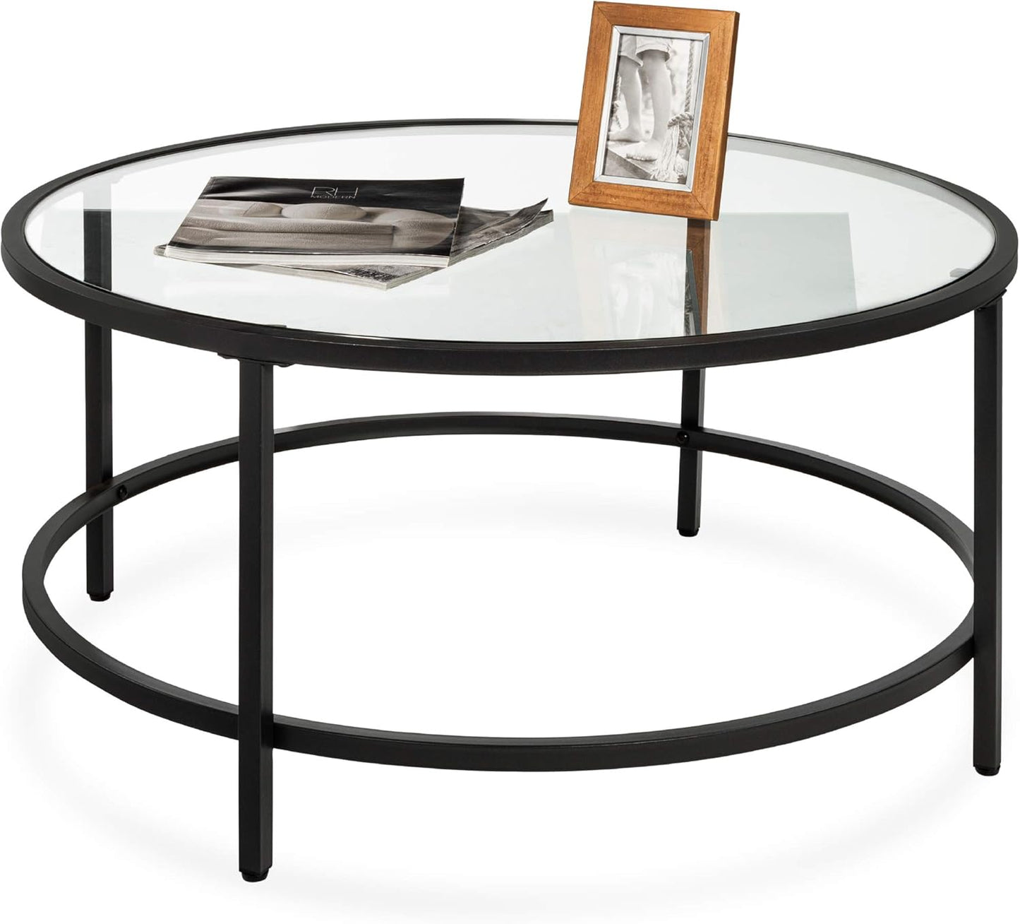 Modern Round Tempered Glass Accent Side Coffee Table
