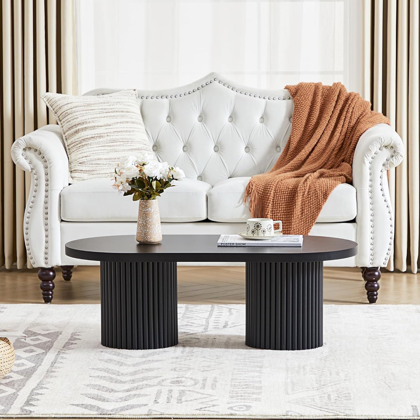 Oval Fluted Coffee Table,