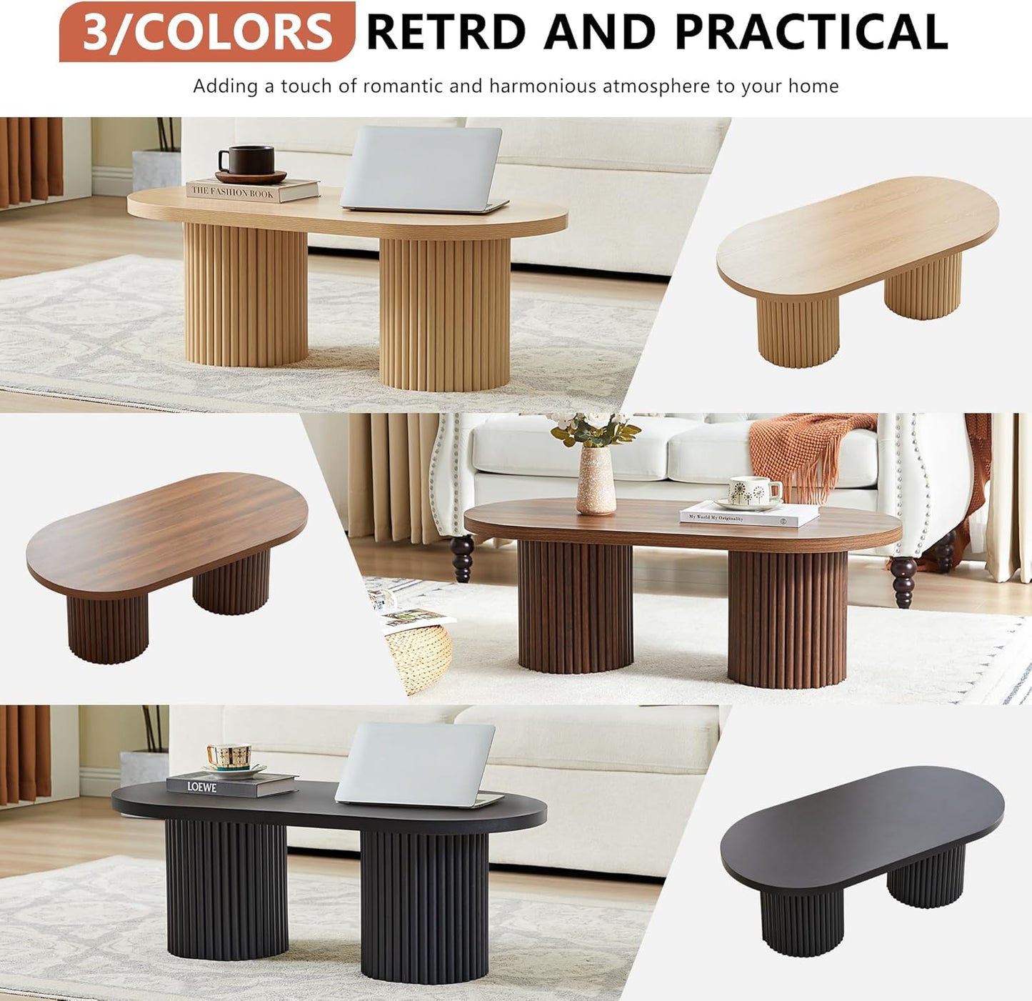 Oval Fluted Coffee Table,