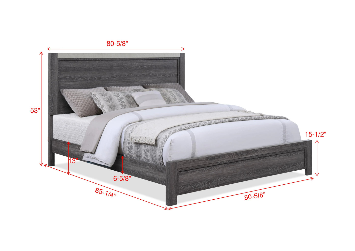 B4 Gray Panel Bedroom Set 5pcs