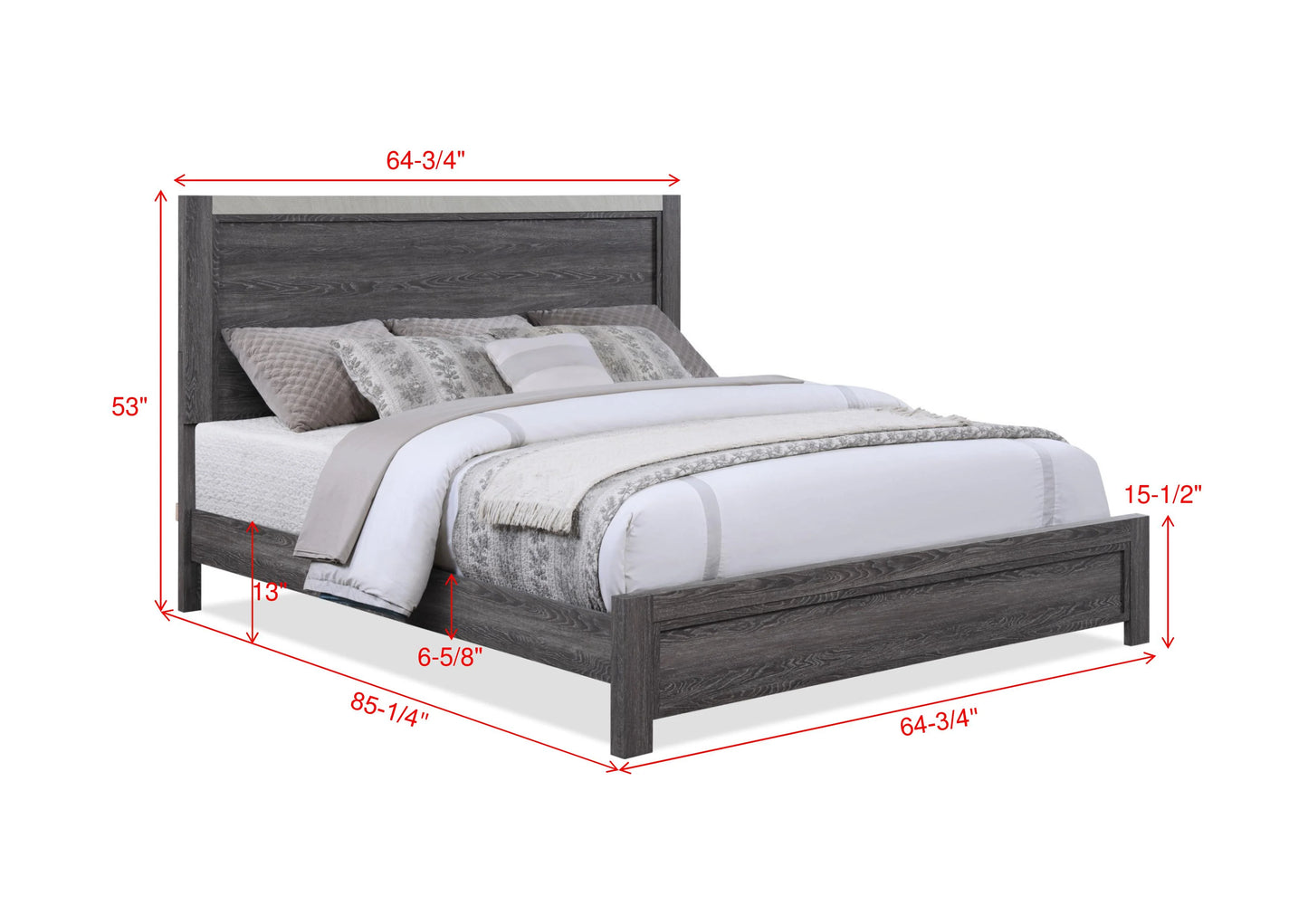 B4 Gray Panel Bedroom Set 5pcs