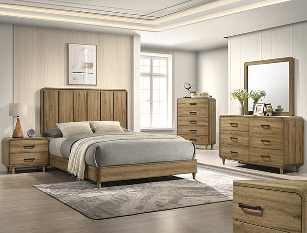 NYOMI BEDROOM GROUP LIGHT BROWN 5PCS