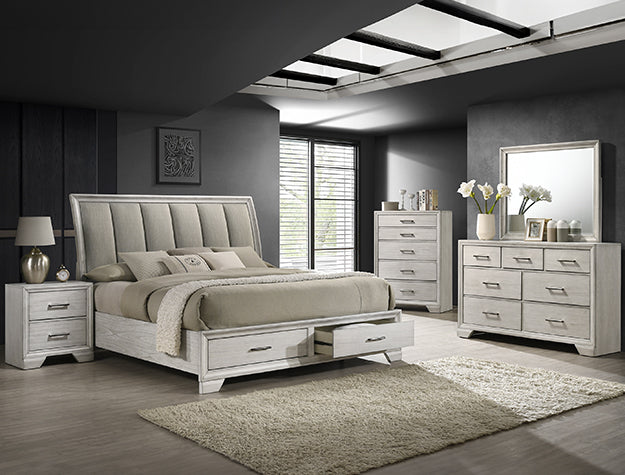 SETB6582 JAYMES WHITE MIST BEDROOM GROUP 5 pcs set