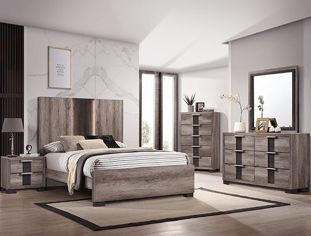 RANGLEY BLACK BEDROOM GROUP Tan 5pcs