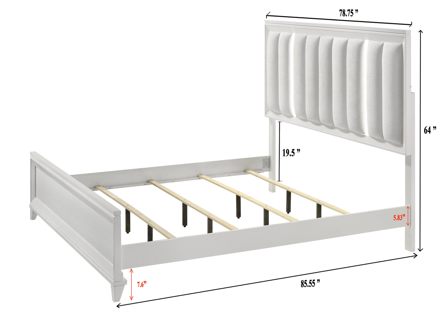 B11 5cs White Led upholdster bedroom set