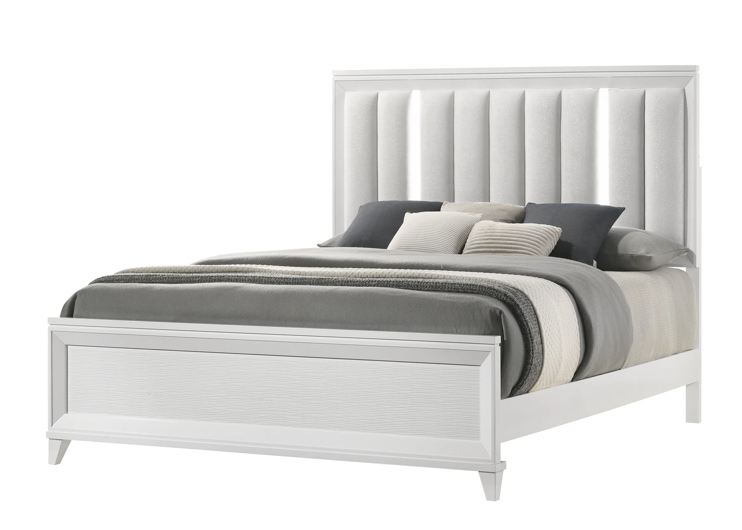 B11 5cs White Led upholdster bedroom set