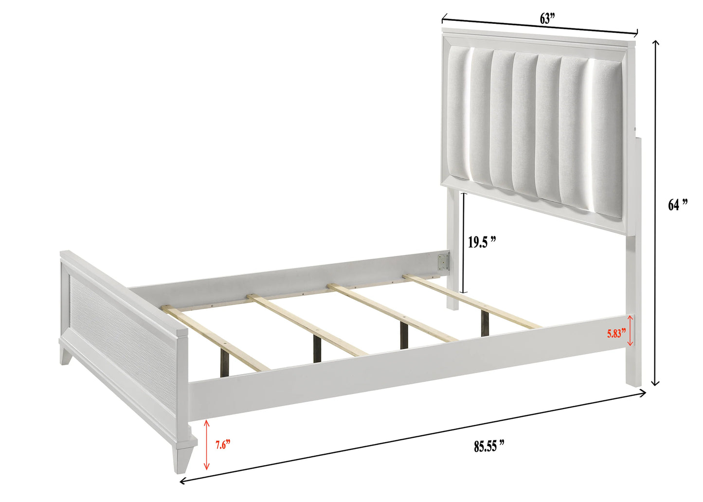 B11 5cs White Led upholdster bedroom set