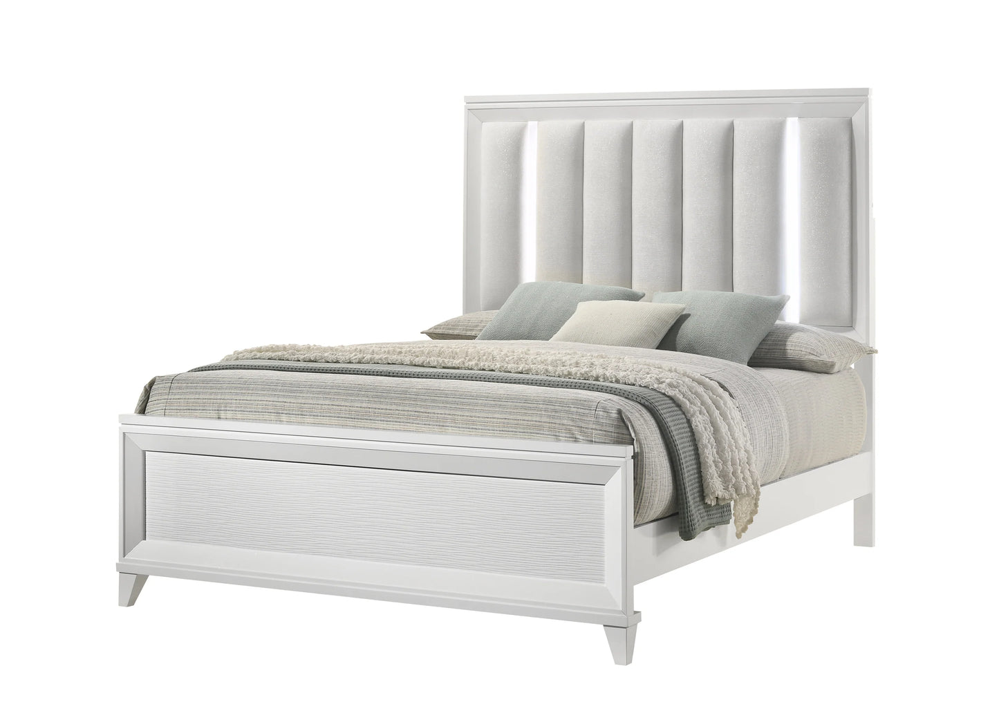 B11 5cs White Led upholdster bedroom set