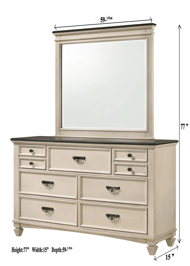 B9 5 pcs White/Brown Panel Bedroom Set