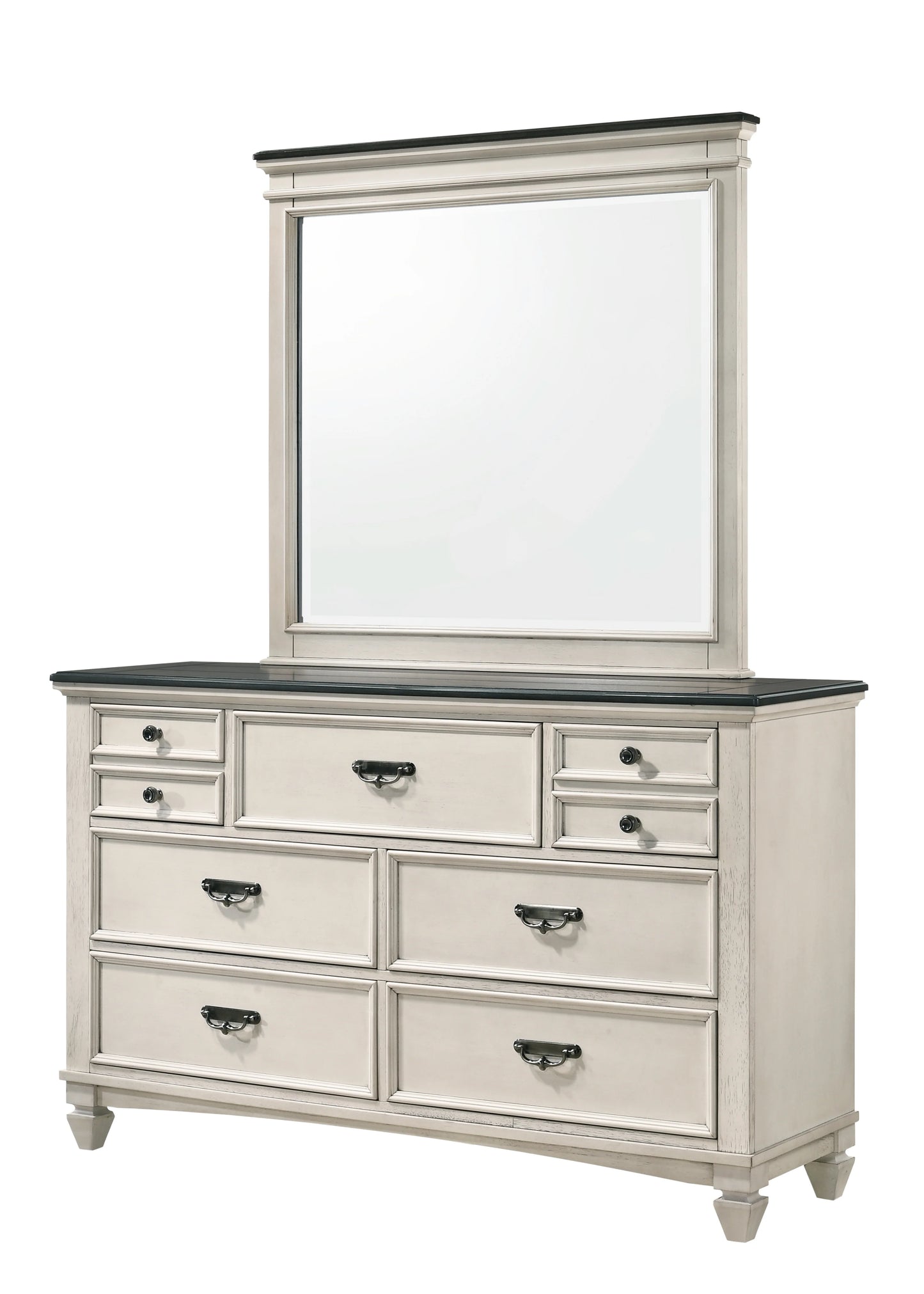 B9 5 pcs White/Brown Panel Bedroom Set