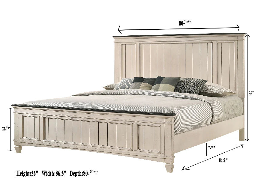 B9 5 pcs White/Brown Panel Bedroom Set