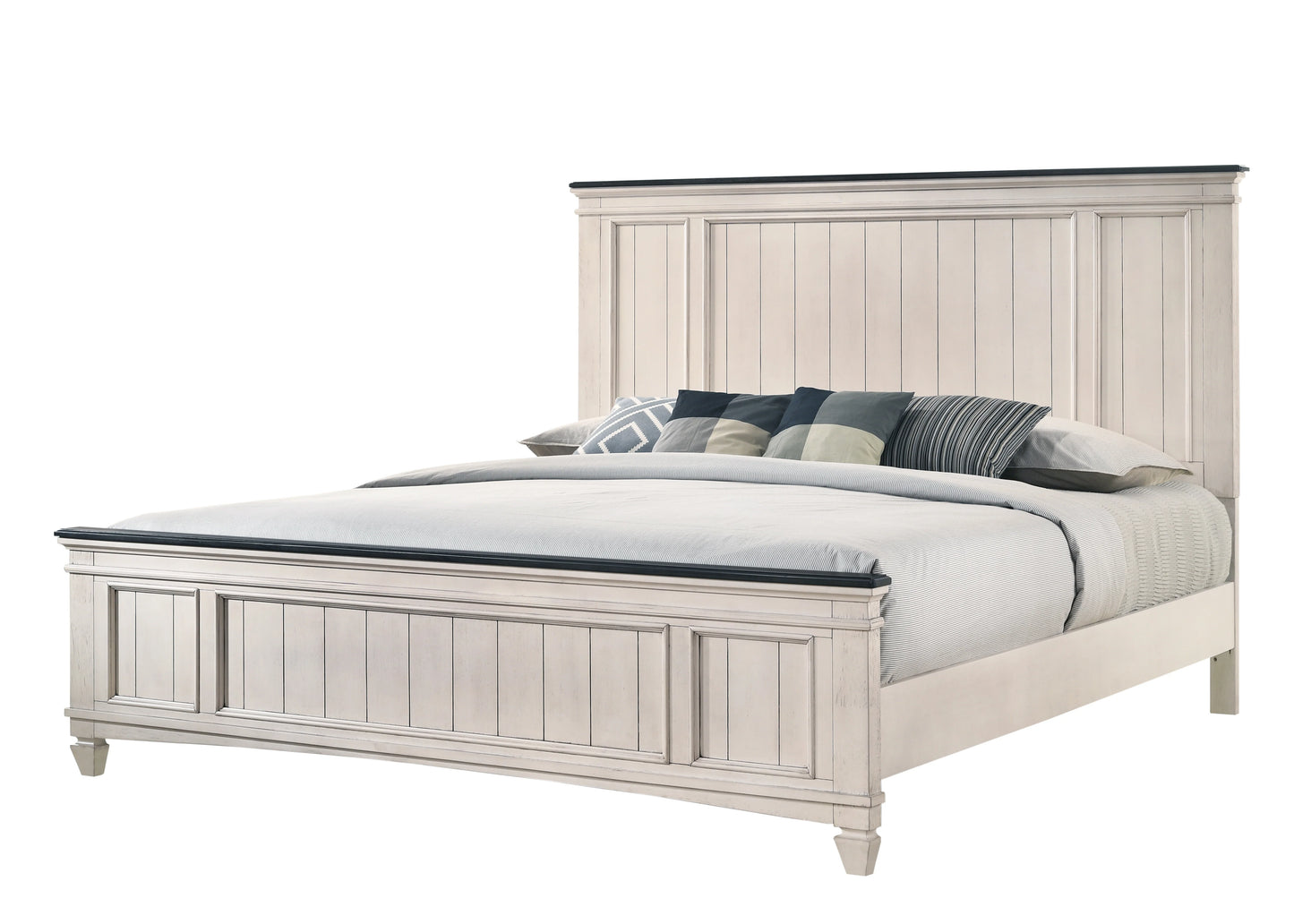 B9 5 pcs White/Brown Panel Bedroom Set