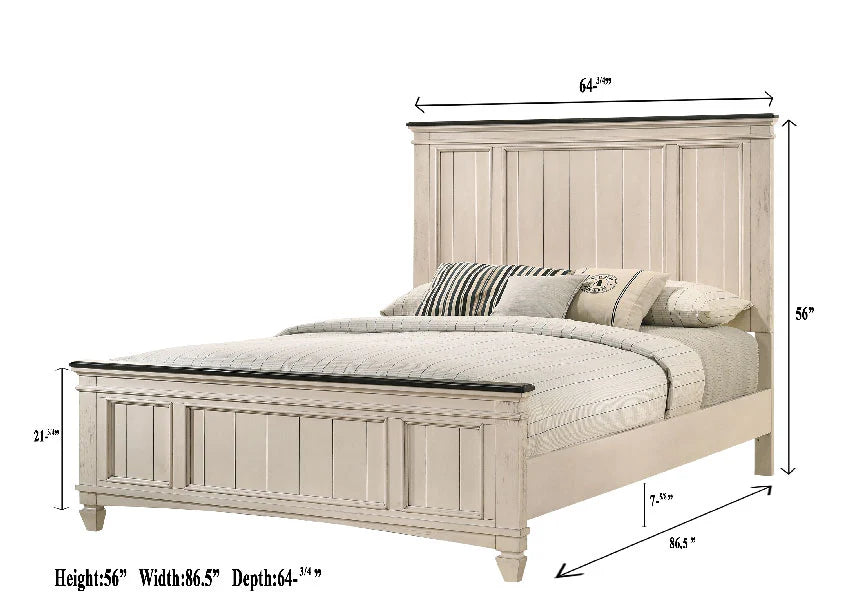 B9 5 pcs White/Brown Panel Bedroom Set