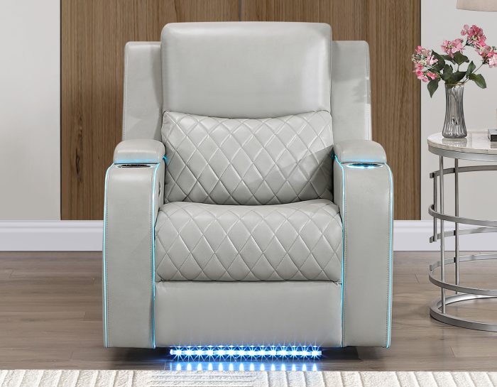 Luna 3-Piece Home Cinema Power Reclining Set, Ice Vegan Leather SS