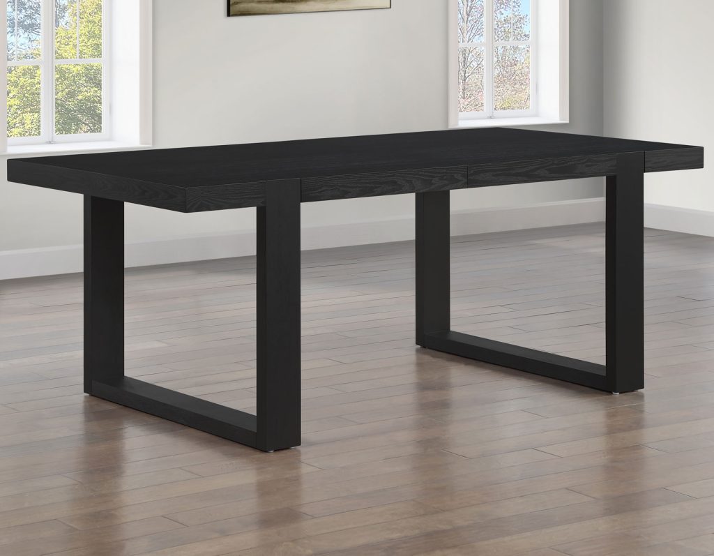 5-Piece Dining Set, Black Finish with Saddle Brown Vegan Leather SS