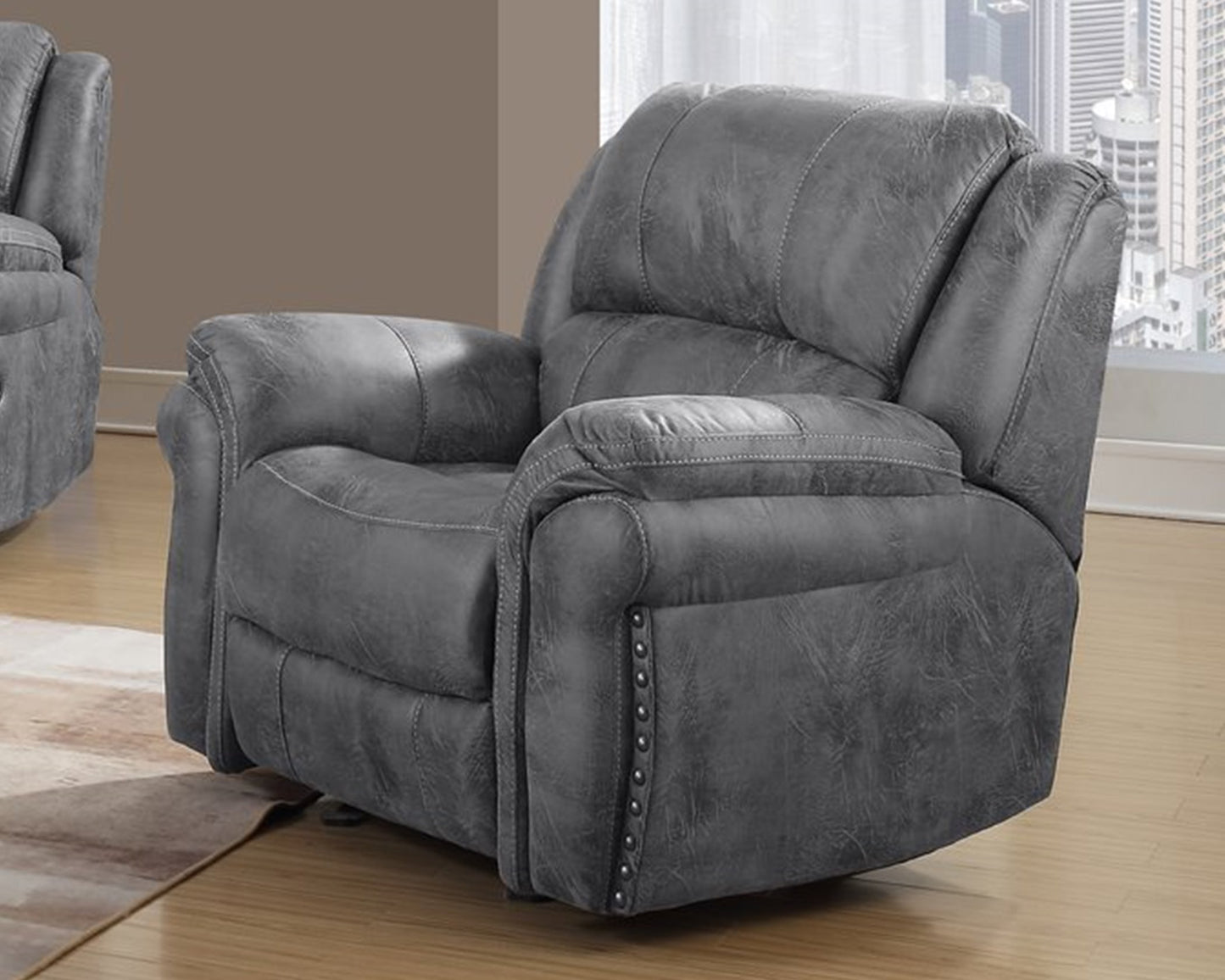 Leather grey  sofa + love seat