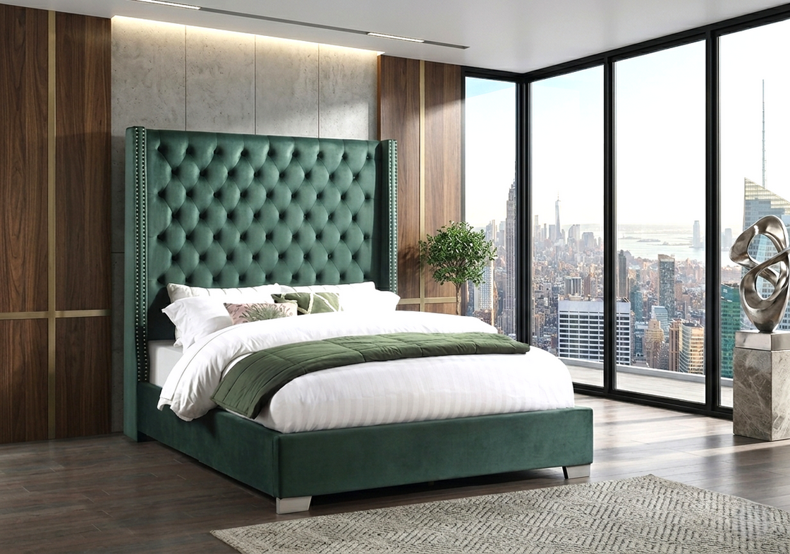 HH 221 6ft Velvet Upholstery | Green| Queen, King