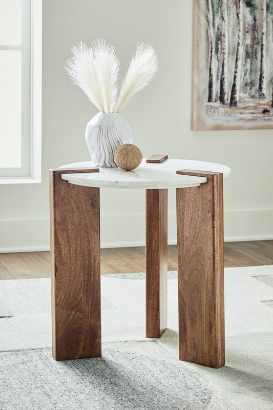 HH Monterey Modern End Table | White/Brown |