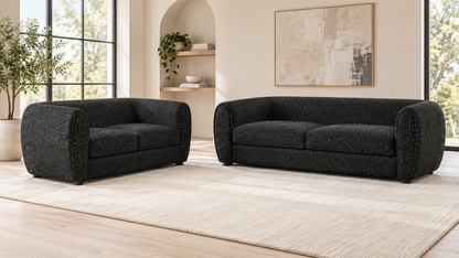 FoA  Norwyn Sofa & Loveseat | Black Bouclé