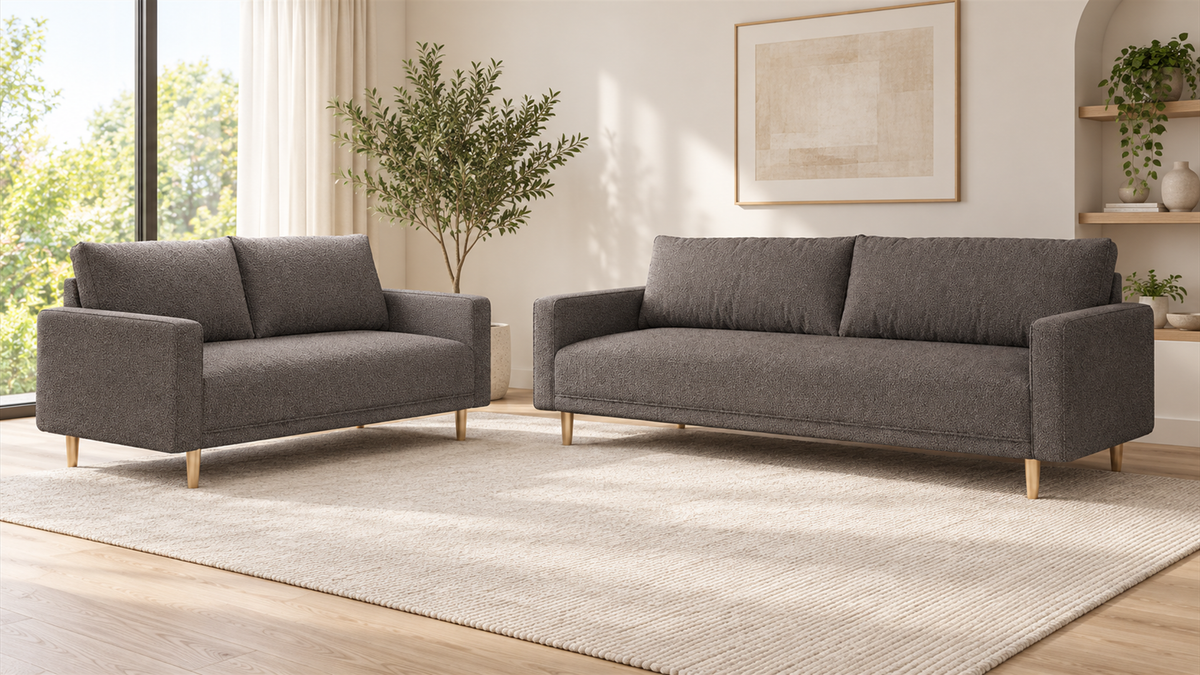 FoA Bellmere Sofa & Loveseat | Charcoal Gray