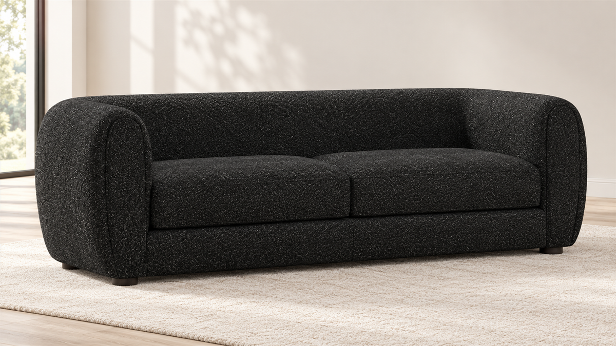 FoA  Norwyn Sofa & Loveseat | Black Bouclé