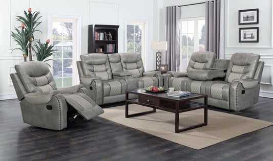 Starwood Sofa + love seat leather recliner-grey