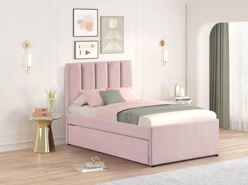 HH MAYA Platform Bed w/Trundle | Twin & Full | Pink |