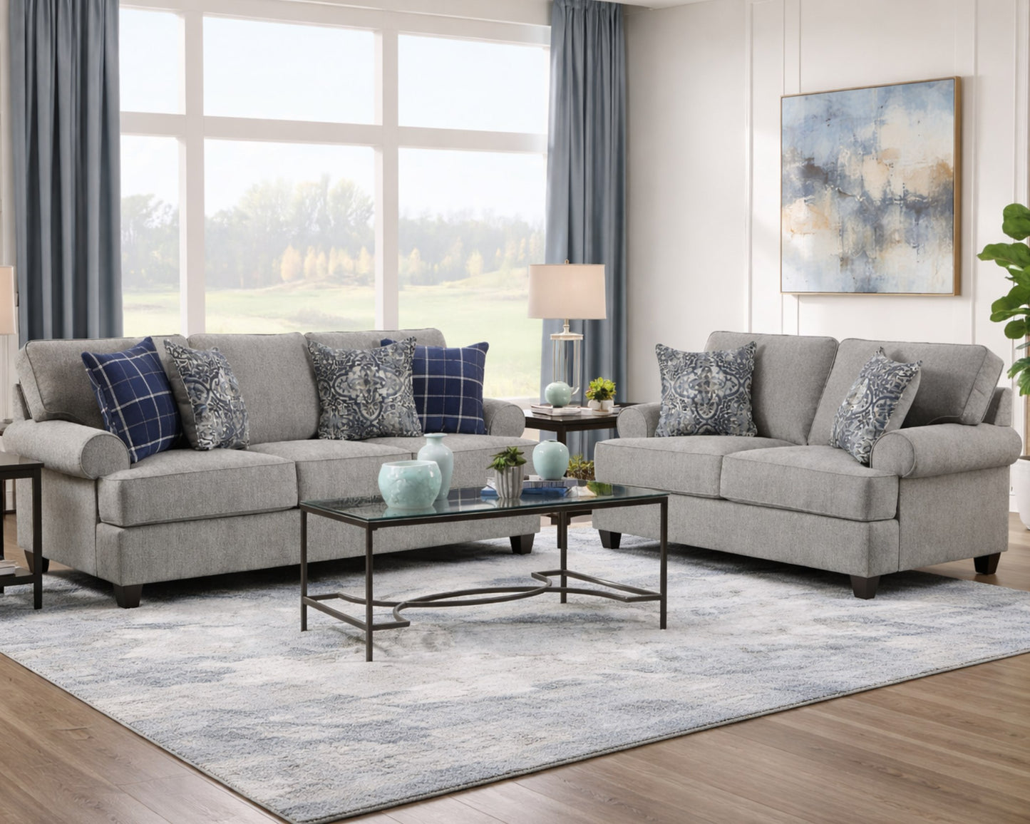 PFC Canton Grey sofa and love