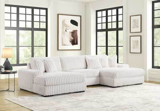 Beige XL Low-Profile Corduroy Sectional with Chaise