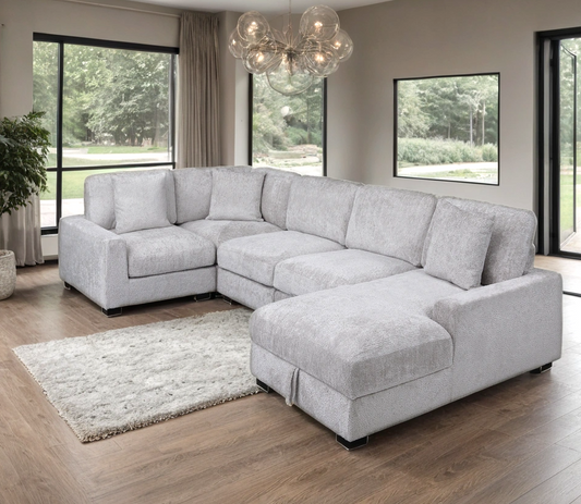 Gray Comfort Curve Sectional with Storage Chaise