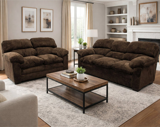 PFC Percy Brown sofa and love